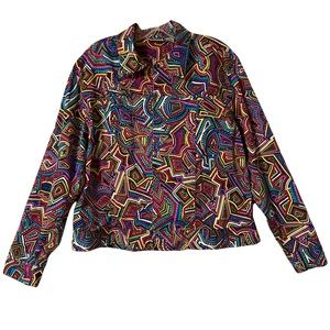 Chico’s Multi Color Zipper Jacket Chicos Size 2 Large 12